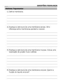 Sistema Tegumentar- Questões Fisiologia Humana - Docsity
