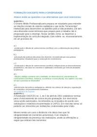 PROVA FORMAÇÃO DOCENTE PARA A DIVERSIDADE