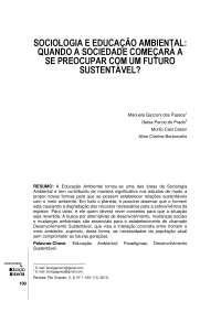 SOCIOLOGIA E EDUCAÇÃO AMBIENTAL: QUANDO A SOCIEDADE COMEÇARÁ A SE PREOCUPAR COM UM FUTURO SUSTENTÁVEL?