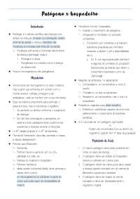 Resumo da relação patógeno e hospedeiro