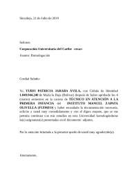 Carta para homologar