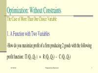 Lecture 5 - Optimization Without Constrains Concept