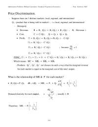 Lecture 6 - Optimization Without Constrains Concept Price Discrimination