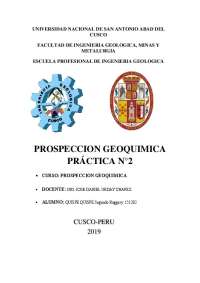 PRACTICA 2 DE PROSPECCIÓN GEOQUIMICA