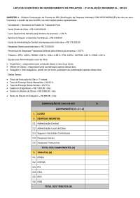 Gerenciamento de Projetos: Exercícios para 2ª Avaliação Regimental