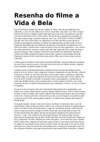 Resenha do Filme a Vida é Bela - Docsity