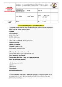 Exercícios de Óptica: Conceitos Básicos, Propagação Retilínea da Luz, Espelhos Planos