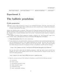 Ballistic pendulum lab