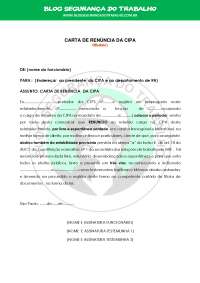 Modelo de Carta de Renúncia