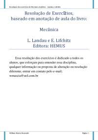 Resolução dos exercícios do Landau - parte 1