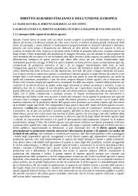 Riassunto del manuale "Corso di diritto agrario italiano e dell'Unione europea"