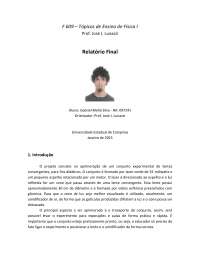 Relatório final do projeto na aprimoração de um conjunto experimental de lentes convergentes