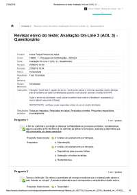 Avaliação On-Line 3 (AOL 3) - Questionário: Processo de Conformação