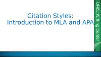 Citation Styles: Introduction to MLA and APA