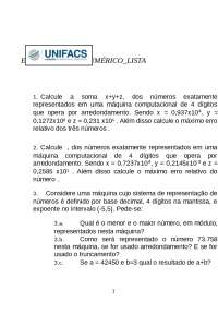Exercícios de Cálculo Numérico: Representação de Números e Erros