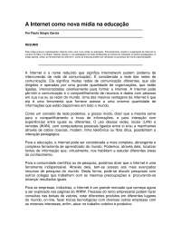 EDUCAÇÃO E INTERNET. INTERNET UMA TECNOLOGIA PARA O ENSINO