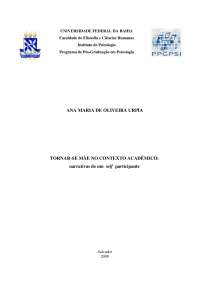 TORNAR-SE MÃE NO CONTEXTO ACADÊMICO: narrativas de um self participante