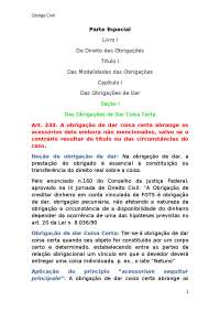 Exercícios de Direito Civil: Obrigações de Dar, Fazer e Não Fazer