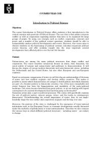 Introduction to Political Science (First Year Course)