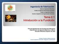 Conformado por Moldeo: Fundición y Solidificación de Metales