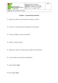 Instrumentação Industrial: Exercícios para Engenharia de Energia