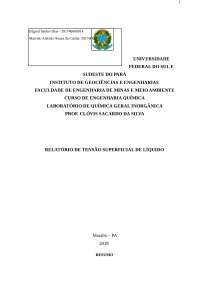 Relatório tensão superficial dos líquidos