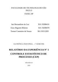 Relatório laboratório de física l , CEP( controle estatístico de processo)
