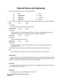 Materials , sciences and engineering