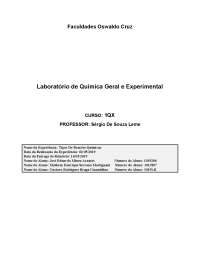 Reações Químicas: Experimentos e Equações Balanceadas