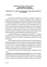 Determinação de Cloreto em Soro Fisiológico por Volumetria