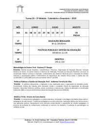 Calendário e Ementário 2019 - Licenciatura Especial