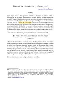 DANTAS, 2010. FORMAR PSICÓLOGOS