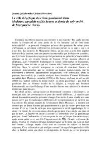 Le Role Diegetique Du Crime Passionnel Dans Moderato Cantabile Et Dix Heures Et Demie Du Soir En Ete De Marguerite Duras Docsity