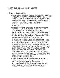 History 102 (HIST 102) Final Exam Notes - Docsity