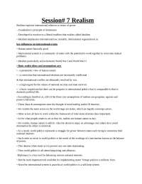International Relations: realism | Lecture notes International ...