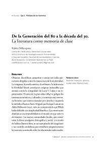 De la Generación del 80 a la década del 30 (resúmen)