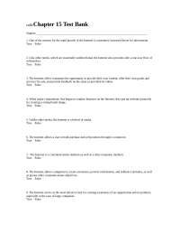 Chapter 15 Test Bank: Internet Marketing