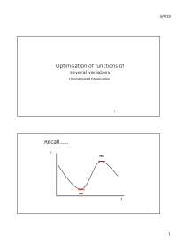 Optimisation of functions of  several variables Unconstrained Optimisation