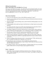 Midterm Exam Questions for Queer Theory/Queer Lives, Fall 2004