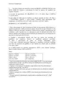 Lista exercícios de complexação