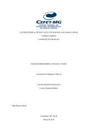 Relatório sobre transformadores - Ensaio a vazio