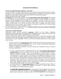 Analisi fattoriale e le sue caratteristiche