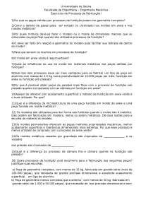 Exercício de processo de fundição e moldes
