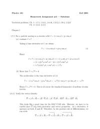 FÍSICA MATEMÁTICA 1 - SOLUÇÕES DE ALGUNS EXERCÍCIOS WEBBER ARFKEN QUARTA EDITION