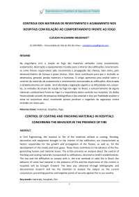 CONTROLE DOS MATERIAIS DE REVESTIMENTO E ACABAMENTO NOS HOSPITAIS COM RELAÇÃO AO COMPORTAMENTO FRENTE AO FOGO