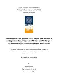Seminararbeit über den Autor Gottfried August Bürger
