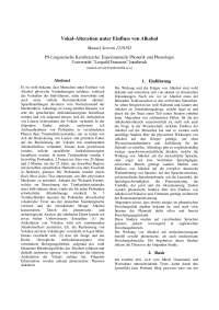 Paper Experimentelle Phonetik - Die Wirkung von Alkohol auf die Vokal-Artikulation