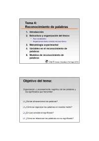 Reconocimiento de Palabras: Modelos y Variables