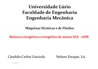 Balanco energetico e exergetico do motor SGE - 42H