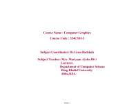 Computer Graphics Course Syllabus: 334CS